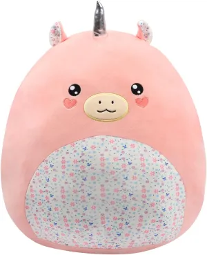 20-Inch Large Unicorn Plush Pillow with Floral Belly Cute Soft Hugging Plush Toy Jumbo Stuffed Animal Birthday for Girls Kids Adults, Pink