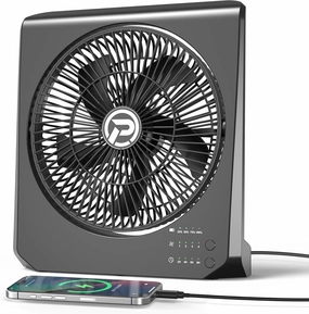 20000mAh Rechargeable Fan for Camping - 55h Super Long Last Battery Operated Fan, 10" Square Table Fan with Timer, 210° Pivot 4 Powerful Speed for Travel Outdoor Emergency Hurricane Power Outage