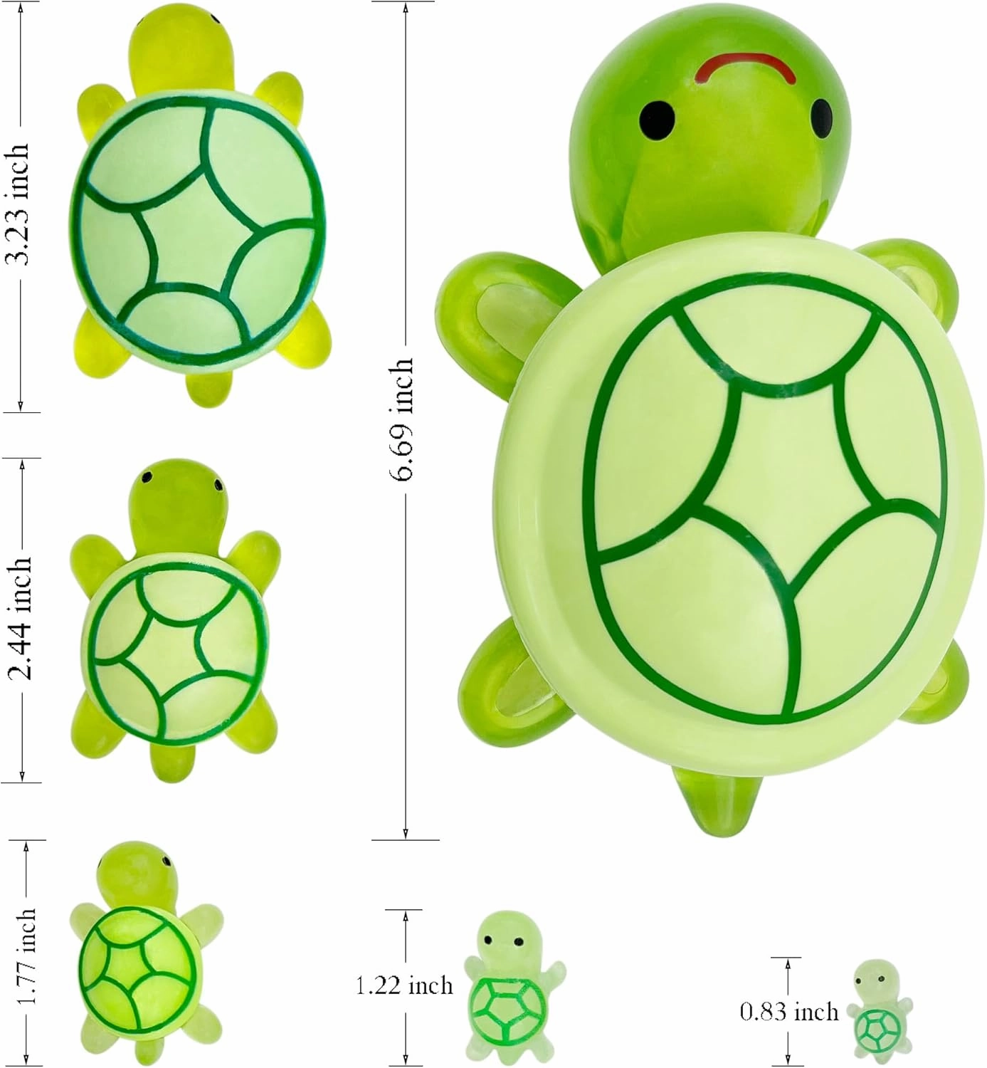 20 Pcs Turtle Family Resin Ornament Sea Turtle Models Statues Tortoise Decor Accessories Miniature Animal Decoration for Fairy Garden Micro Landscape Fish Tank Plant Bonsai Dollhouse (Green)