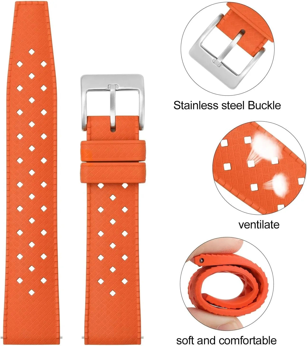 20mm 22mm Rubber Watchband Fast Release Soft Comfortable Universal Rubber Watch Strap Diving