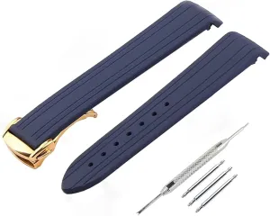 20mm Silicone Rubber Watch Strap Compatible for Omega Seamaster 300 AT150 Universe 007 Series Steel Buckle Men's Watch band