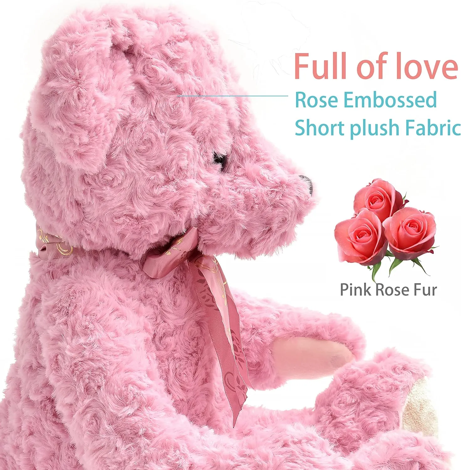 20" Posed Teddy Bear Stuffed Animal Cute Plush Toy for Girl Kids (Pink)