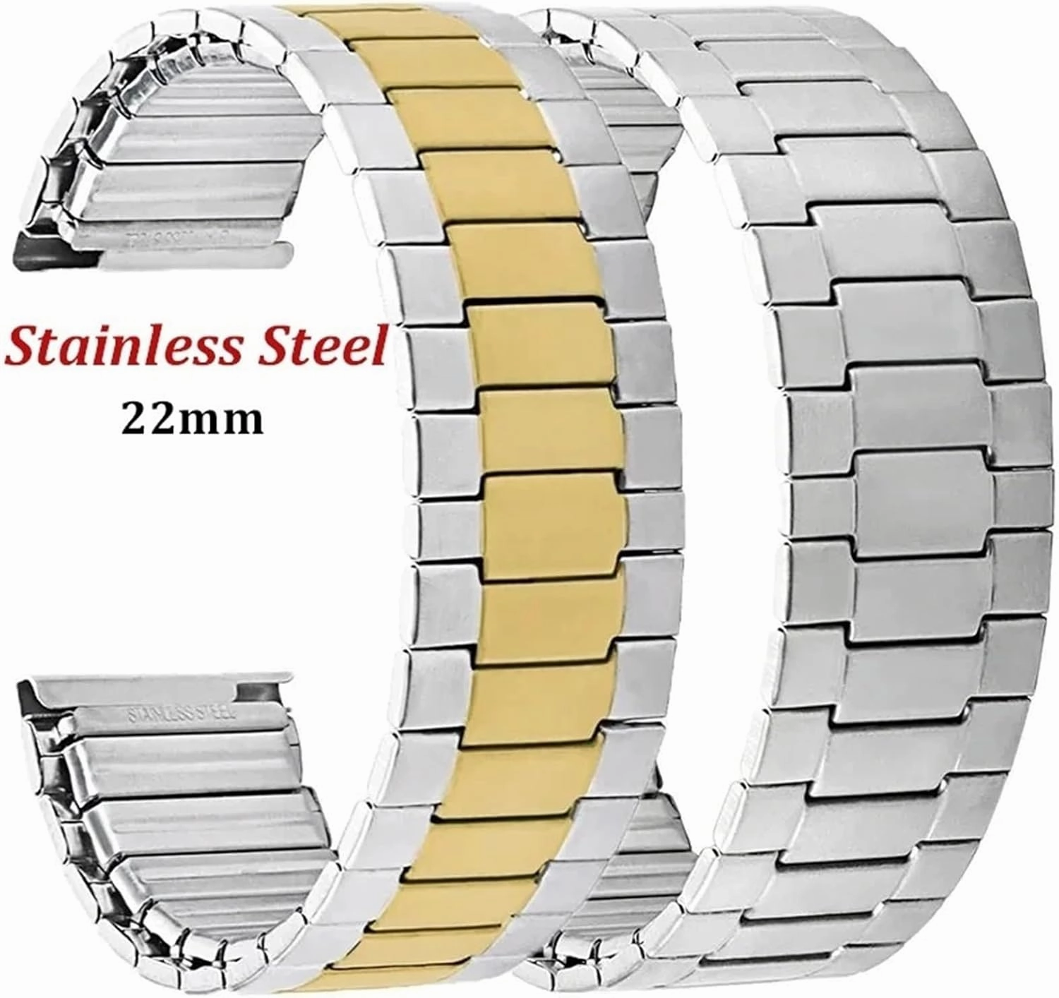 22mm Elastic Stainless Steel Watch Band for Smart Watch Quartz Watch Mens Womens Metal Watch Band Quick Release Universal Watch Band(3)