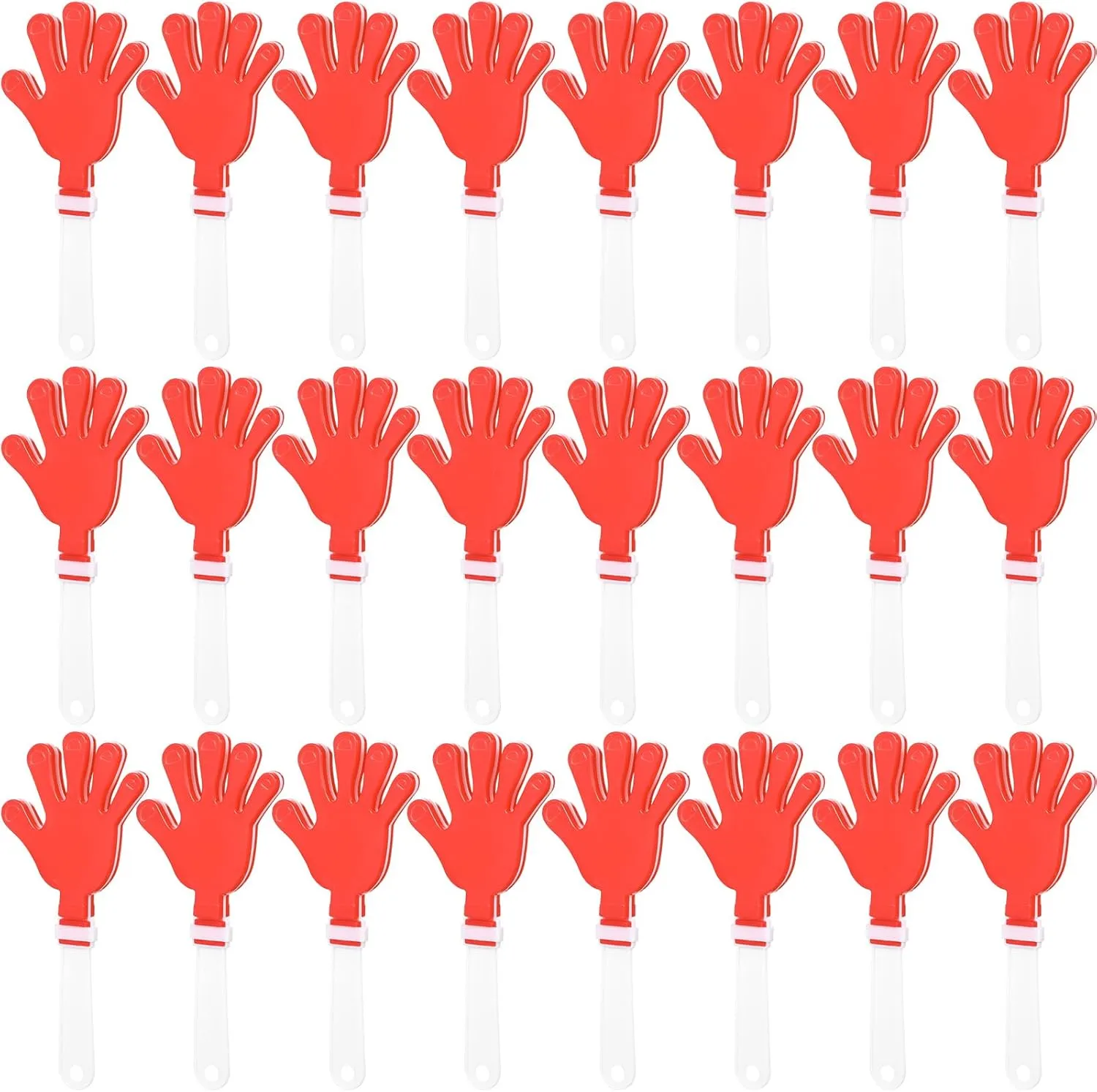 24 Pcs Hand Clappers 7.5 Inch Plastic Clappers Noisemakers Party Favors Clapping Noise Maker Birthdays Game Prizes Classroom Rewards Football Sporting Events Cheers Supplies (Red,White)