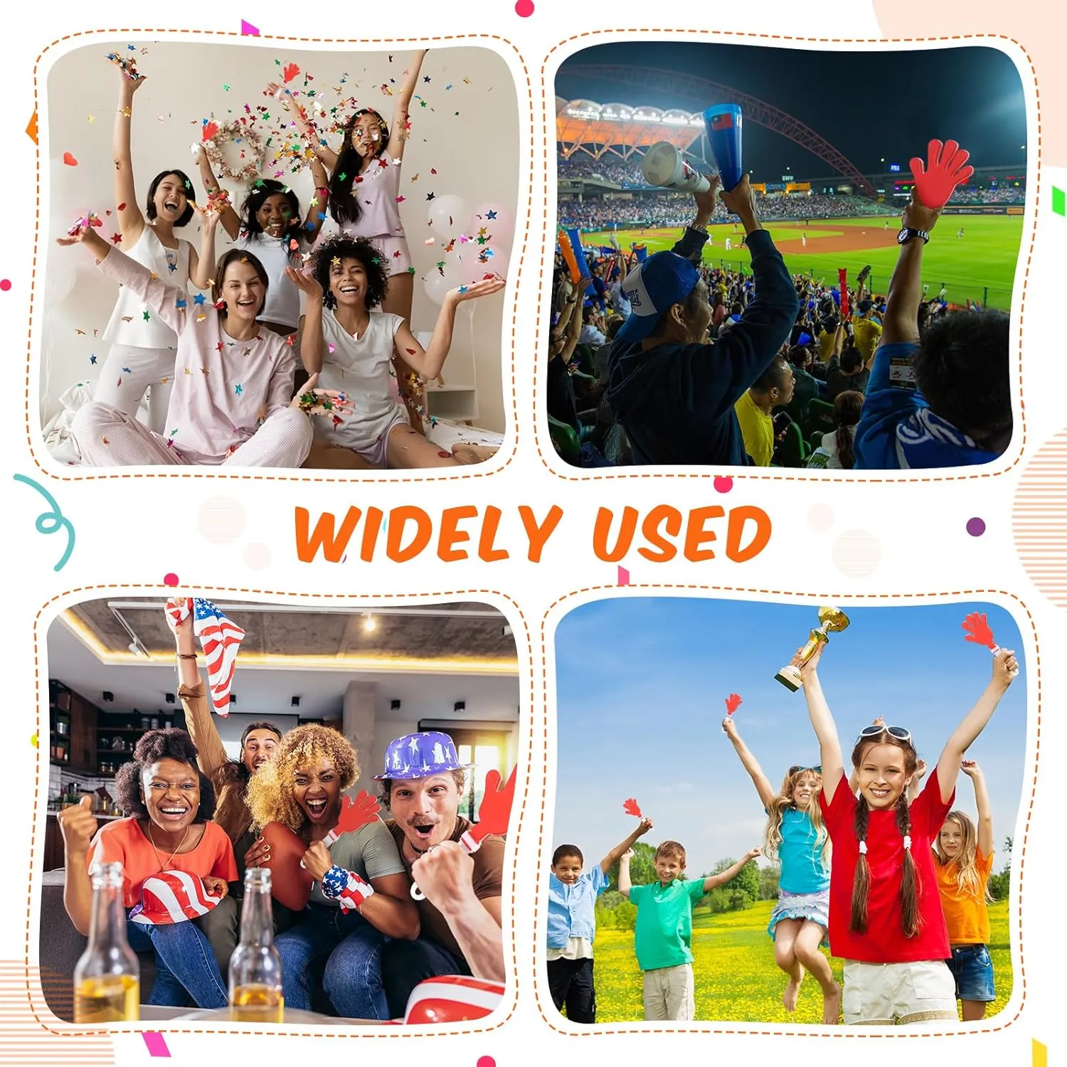 24 Pcs Hand Clappers 7.5 Inch Plastic Clappers Noisemakers Party Favors Clapping Noise Maker Birthdays Game Prizes Classroom Rewards Football Sporting Events Cheers Supplies (Red,White)