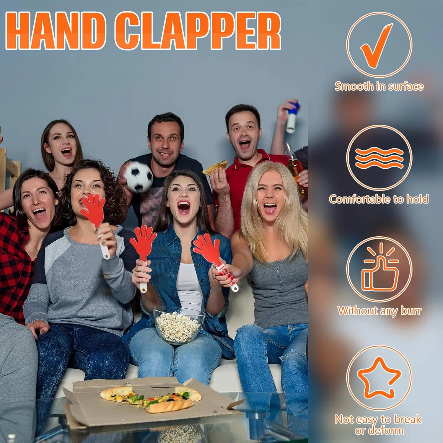 24 Pcs Hand Clappers 7.5 Inch Plastic Clappers Noisemakers Party Favors Clapping Noise Maker Birthdays Game Prizes Classroom Rewards Football Sporting Events Cheers Supplies (Red,White)