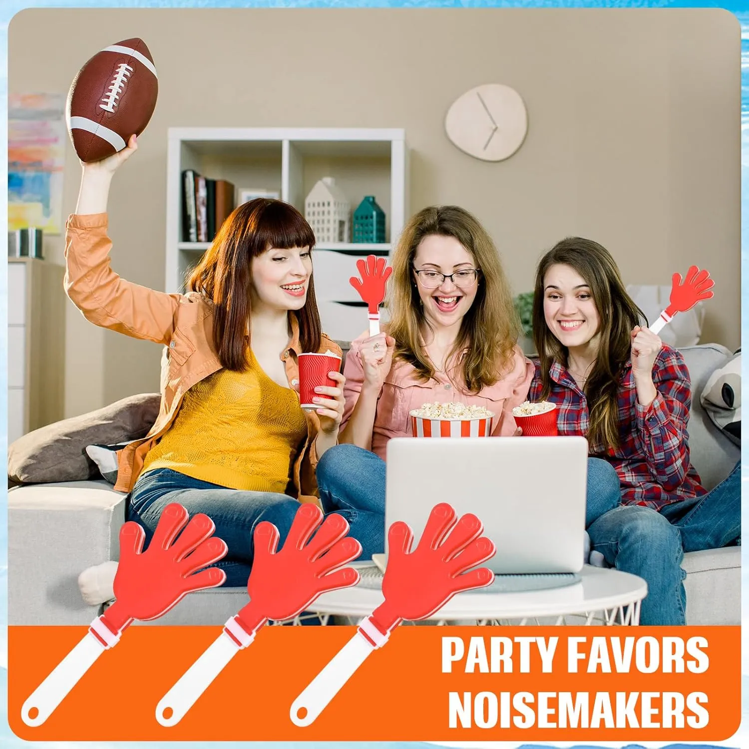 24 Pcs Hand Clappers 7.5 Inch Plastic Clappers Noisemakers Party Favors Clapping Noise Maker Birthdays Game Prizes Classroom Rewards Football Sporting Events Cheers Supplies (Red,White)
