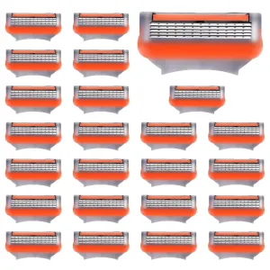 24Pcs Premium Razor Blades for Men - 5-Layer Stainless Steel Refills Compatible with Fusion 5 Style Razors, Smooth Shaving Replacement Cartridges Value Pack