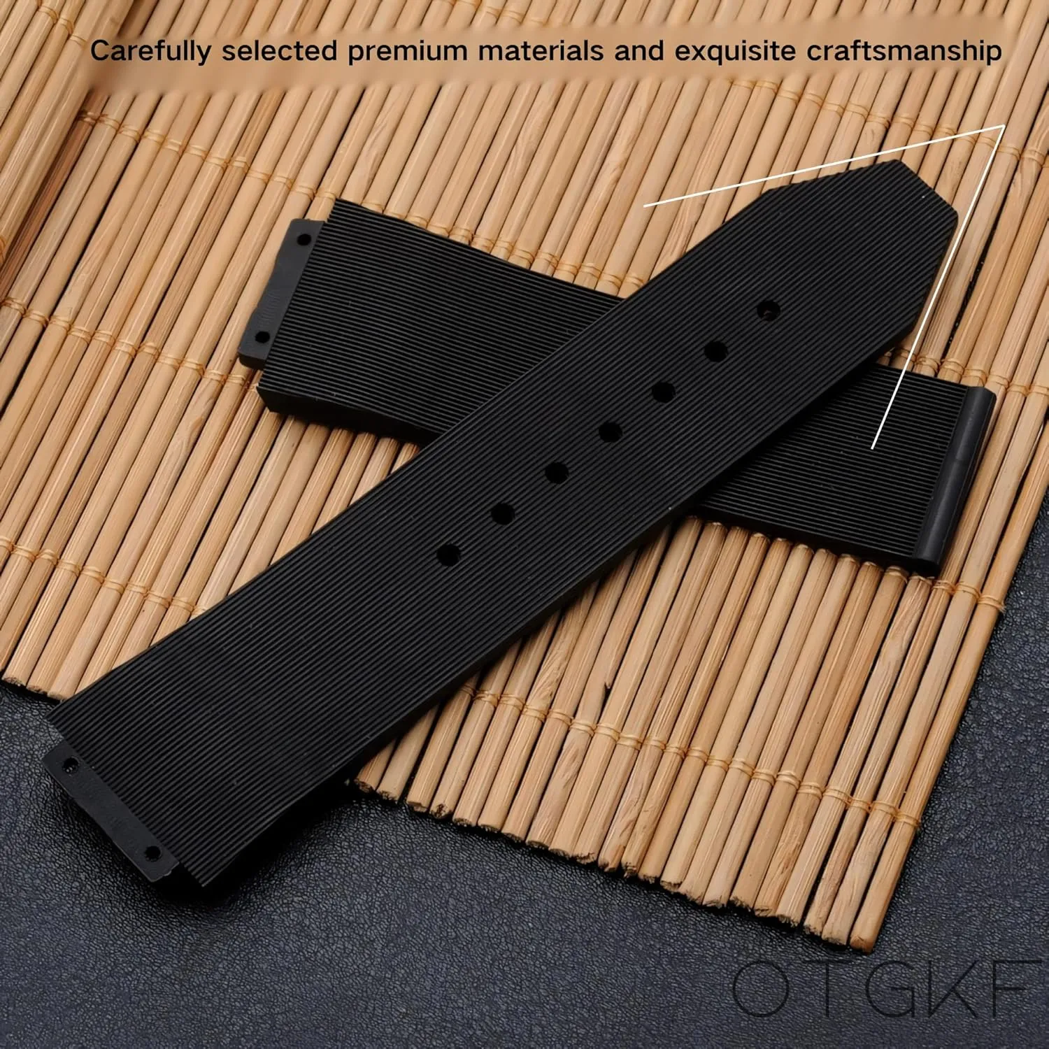 25mm 19mm 22mm Rubber Watch Strap for Hublot Big Bang-Linear Texture Soft Silicon with Replacement Band Tool