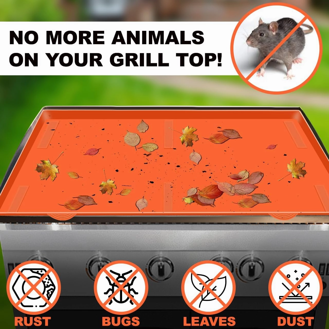 28” Silicone Griddle Mat for Blackstone | Food Grade Silicone Grill Mat | Protect the Top Surface from Insects by Magnetic Blackstone Silicone Griddle Cover in Orange Color with Silicone Utensil Rest