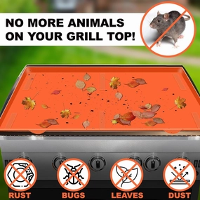 28” Silicone Griddle Mat for Blackstone | Food Grade Silicone Grill Mat | Protect the Top Surface from Insects by Magnetic Blackstone Silicone Griddle Cover in Orange Color with Silicone Utensil Rest