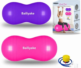 2 Packs Peanut Ball,Peanut Exercise Ball,Peanut Yoga Ball,Peanut Shape Ball,Anti-Burst and Slip Resistant Fitness Ball with Pump for Home Fitness Labor Birthing Flexible Seating for School