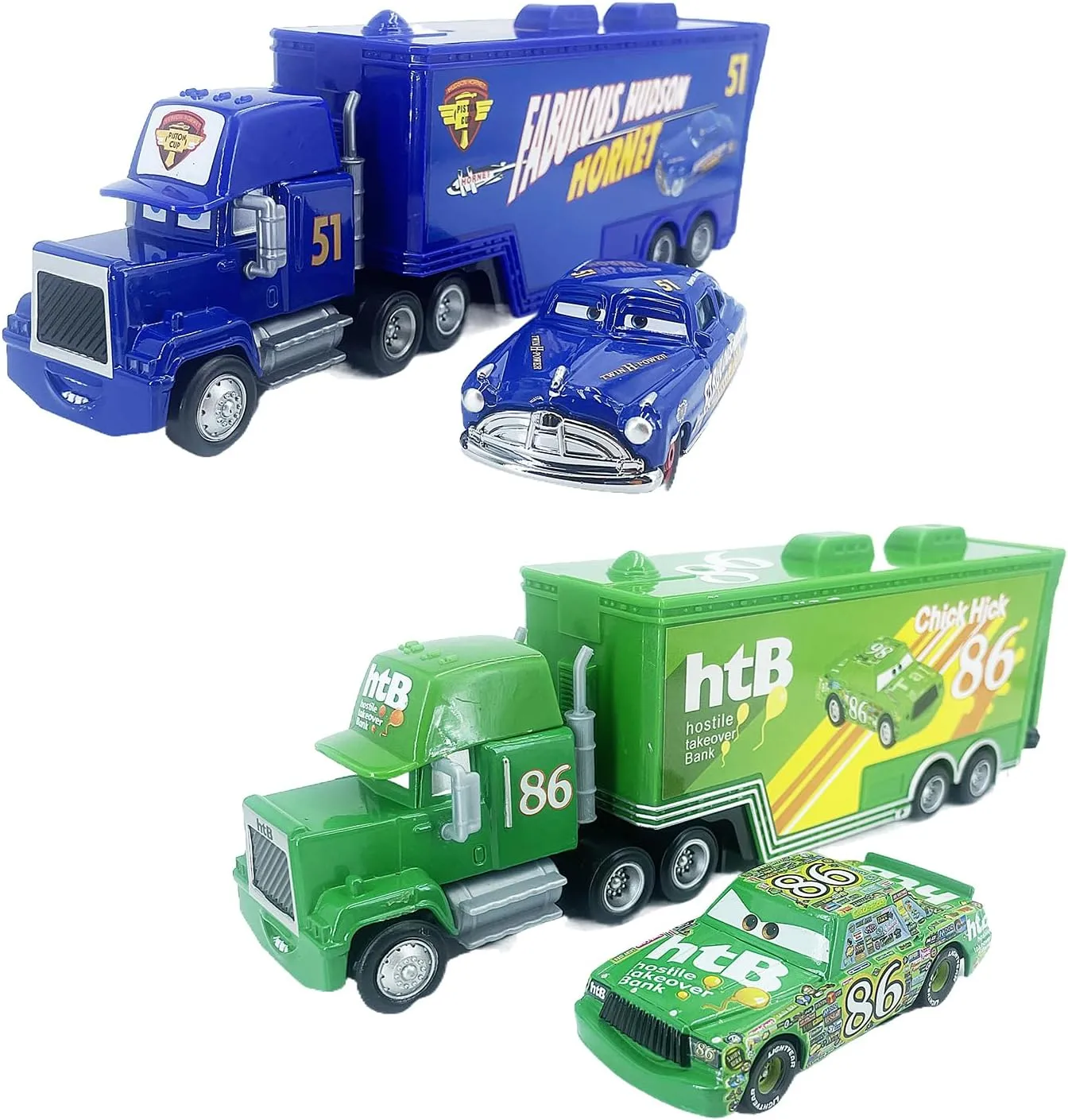 2PCS Metal Vehicles 1:55 Diecast Model Mini Car and Truck Set, Compact Portable & Collectible Car Toys for 3  Years Kids Boys Girl Birthday Gift