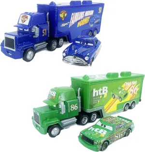 2PCS Metal Vehicles 1:55 Diecast Model Mini Car and Truck Set, Compact Portable & Collectible Car Toys for 3  Years Kids Boys Girl Birthday Gift