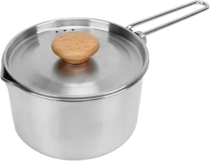 304 Stainless Steel Camping Pot with Foldable Handle Portable Outdoor Cookware Camp Cooking Pot Suitable for Picnics and Parties