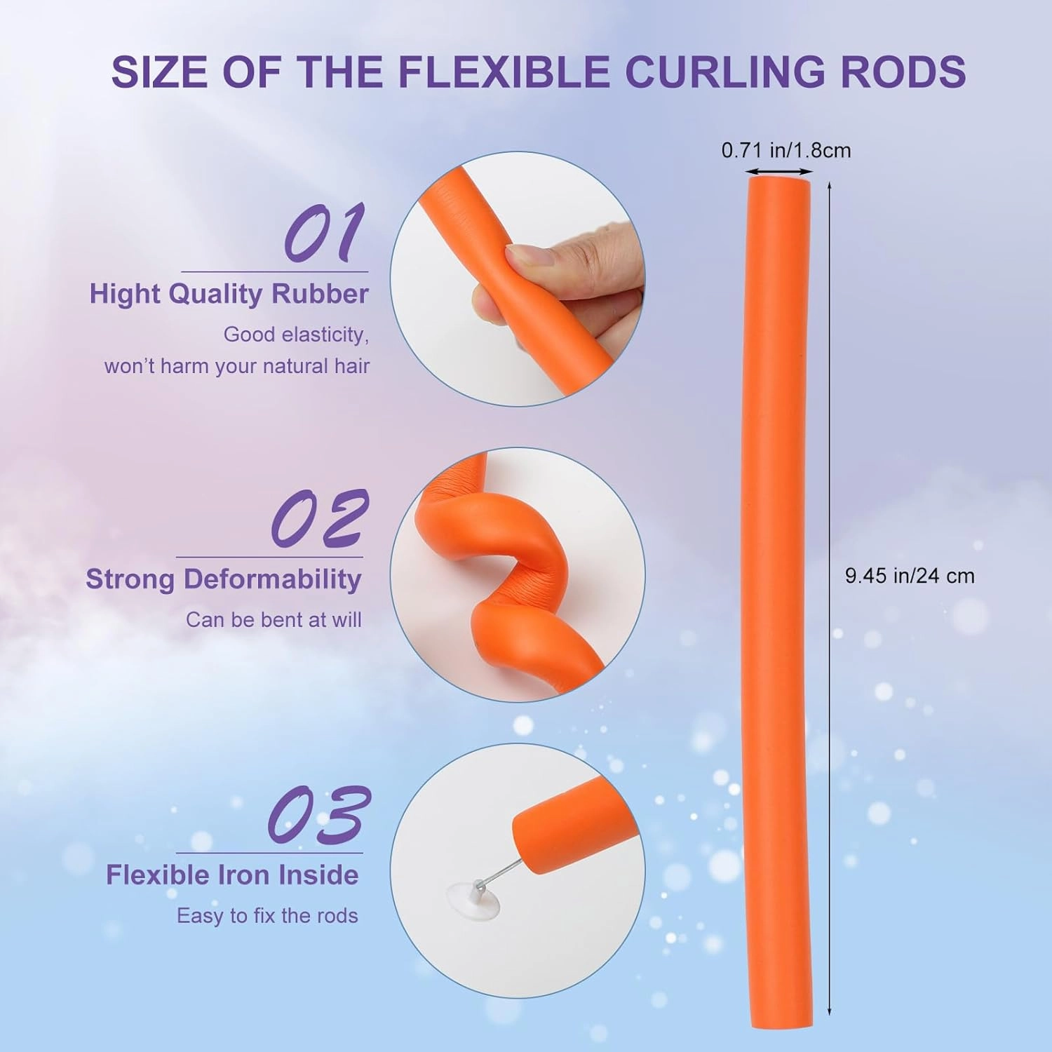30PCS Flexible Curling Rods Twist Foam Roller Hair Curlers for Curly Hair 0.71inch No Heat Hair Rods Rollers No Heat Hair Curlers for Long, Medium, Short Hair(1.8cm)