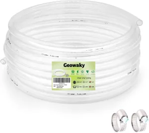 3/4’’ ID × 1’’ OD - 50 ft Clear Vinyl Tubing Flexible PVC Tubing,Lightweight Plastic Tubing,Oil Resistant Hybrid Multipurpose Industrial Vinyl Hose