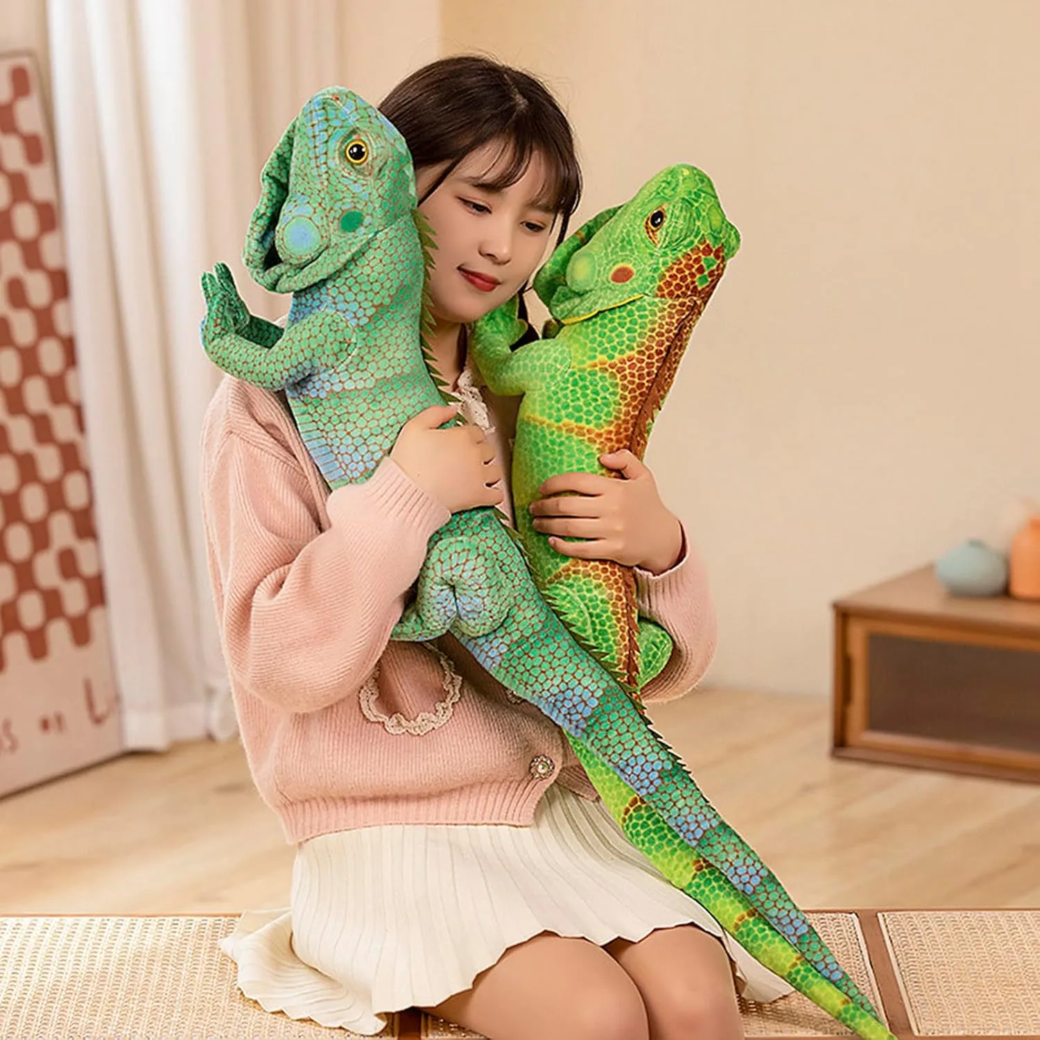 37" Lizard Stuffed Animal, Iguana Stuffed Animal Stuffed Animal Lizard Plush Toy, Simulation Chameleon Stuffed Plush Toy, Lizard Stuffed Animal Lizard Plushie Toy, Huggable Gift for Kids (Grass Green)