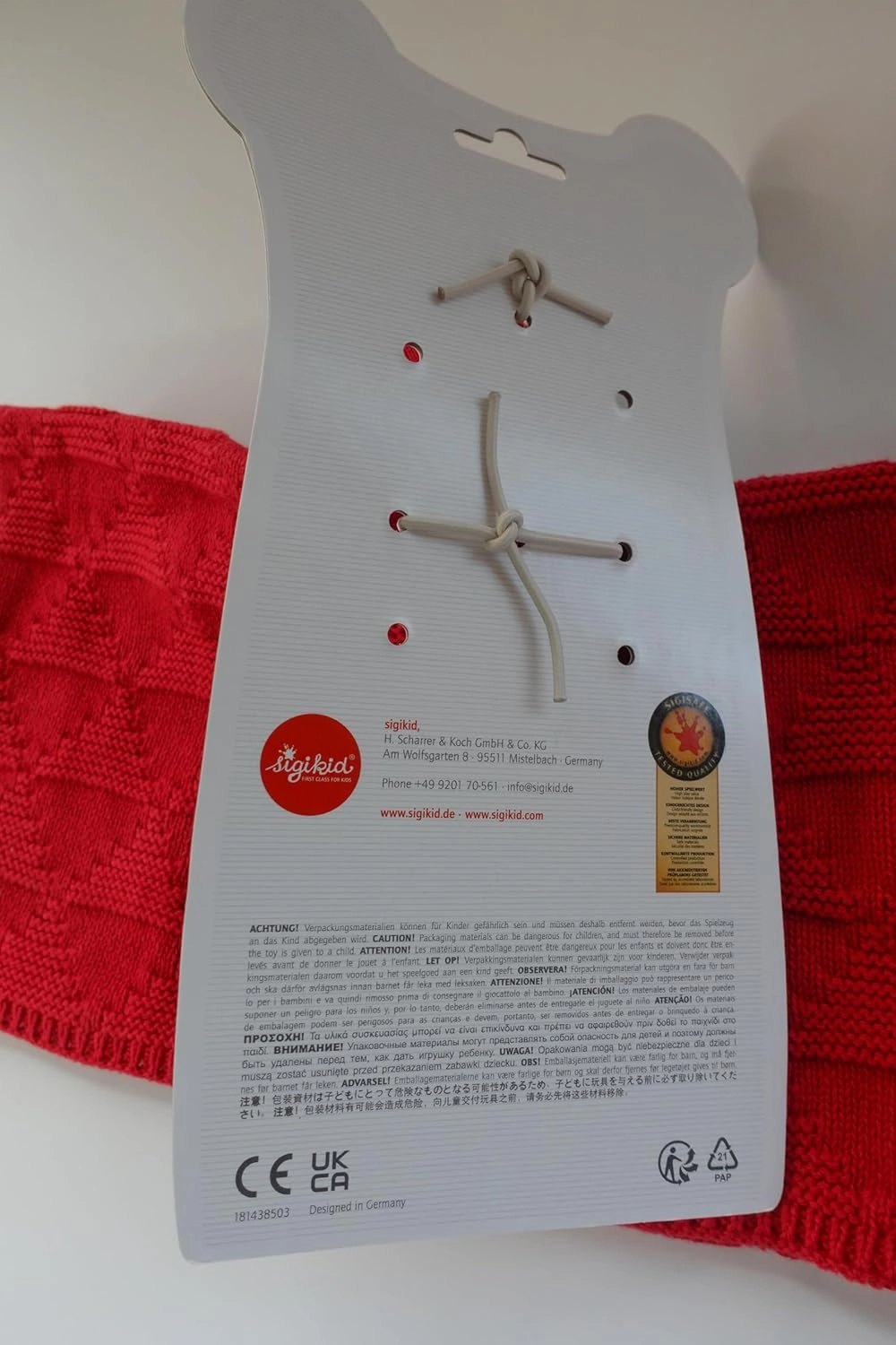 39630 - Knitted Blanket for Babies and Children from 0 to 36 Months, Red, 40 x 40 x 8 cm