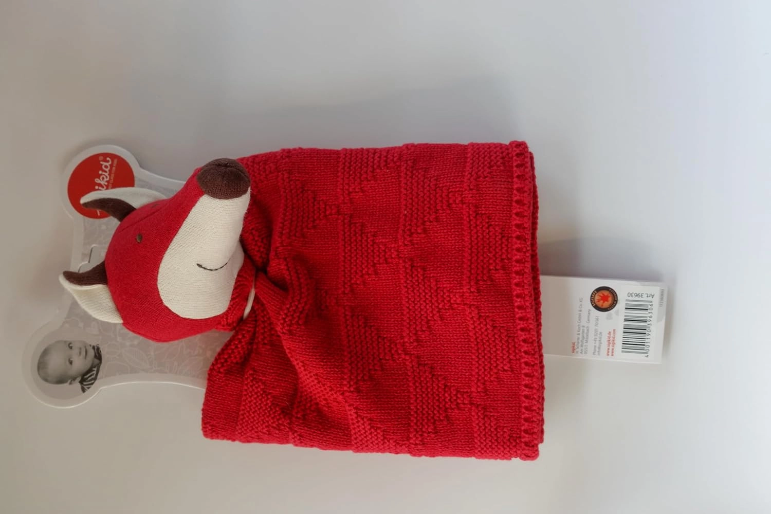 39630 - Knitted Blanket for Babies and Children from 0 to 36 Months, Red, 40 x 40 x 8 cm