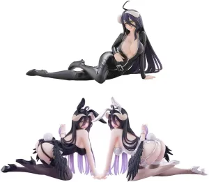 3pcs Albedo Figure Bunny Girl Albedo Statue Anime Figurine Kneeling Pose Girl 1/7 Scale Manga Character Model Handmade Collectible Desktop Decoration