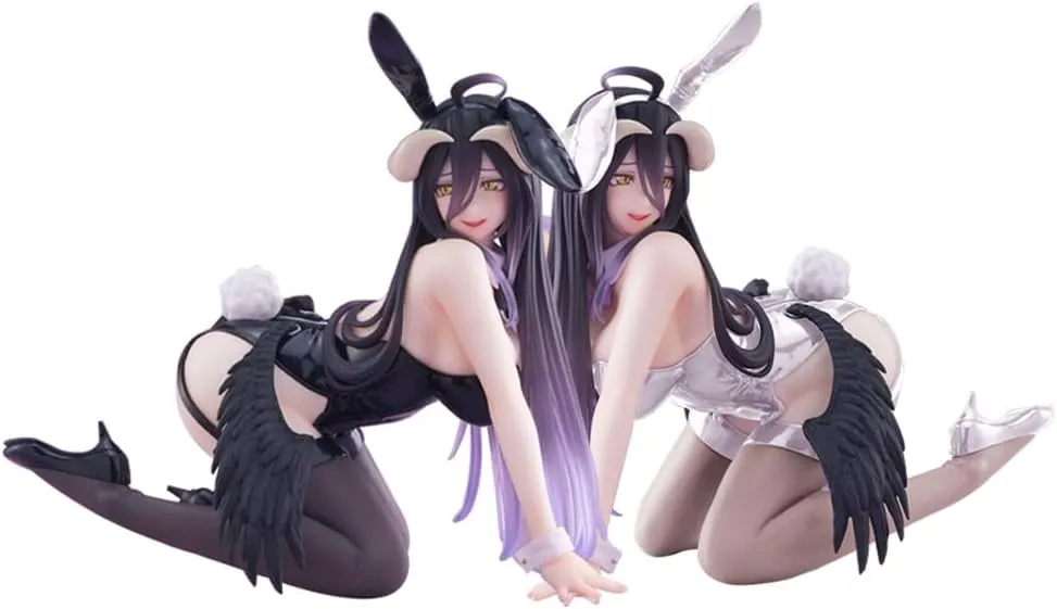 3pcs Albedo Figure Bunny Girl Albedo Statue Anime Figurine Kneeling Pose Girl 1/7 Scale Manga Character Model Handmade Collectible Desktop Decoration