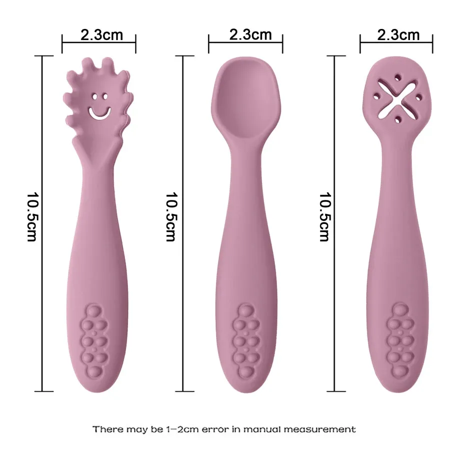 3PCS Baby Learning Spoon Set – Toddler Feeding Utensils