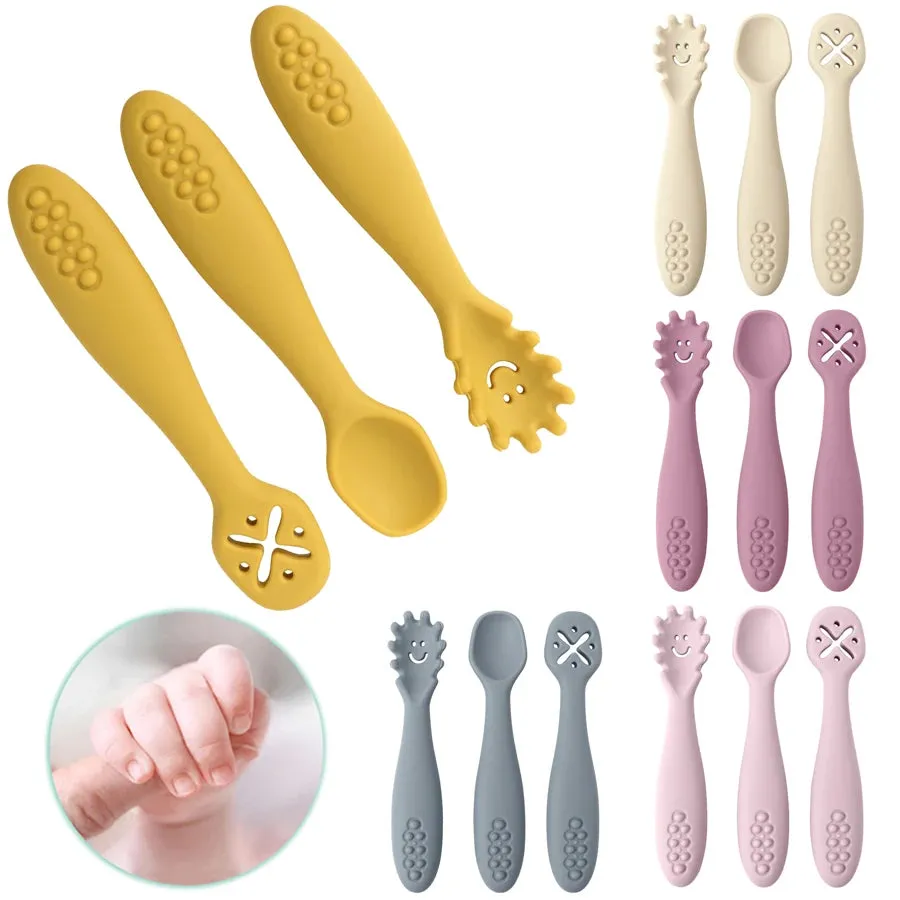 3PCS Baby Learning Spoon Set – Toddler Feeding Utensils