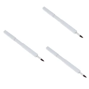 3pcs Retractable Lip Brush with Nylon Fiber Bristles Portable Makeup Tool for Precise Lip Application for Home Salon Use Sleek Metal Tube Design White