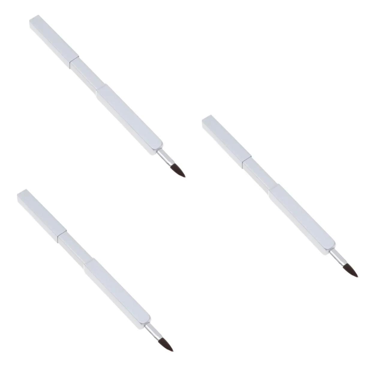 3pcs Retractable Lip Brush with Premium Nylon Fiber Bristles Portable Makeup Applicator Metal Tube White for Easy Lip Shaping and Travel for Daily Use and Professional Salons