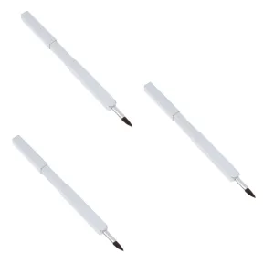 3pcs Retractable Lip Brush with Premium Nylon Fiber Bristles Portable Makeup Applicator Metal Tube White for Easy Lip Shaping and Travel for Daily Use and Professional Salons