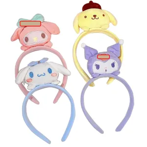 4-Piece Anime Headband Elastic Plush Headband Top Popular Anime Charms Mixed Yellow Blue Purple Pink Headbands, Ladies Cute Hair Management Fun Anime Headband Pack
