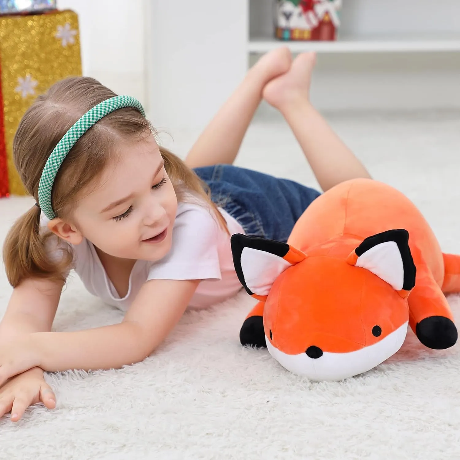 4.2lbs Fox Weighted Stuffed Animals 24in, Weighted Stuffed Animals, Giant Fox Throw Pillow Soft Plushie Doll Toy Gifts for Adults Kids