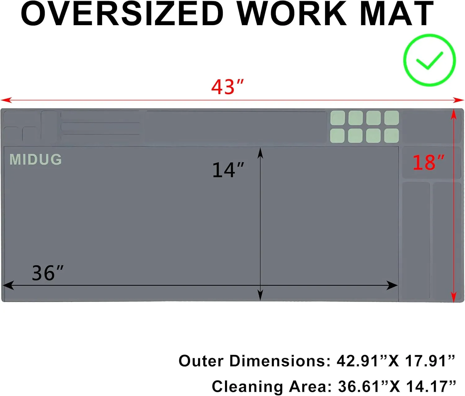 43”X18” Large Gun Cleaning Mat, Gun Maintenance Mat
