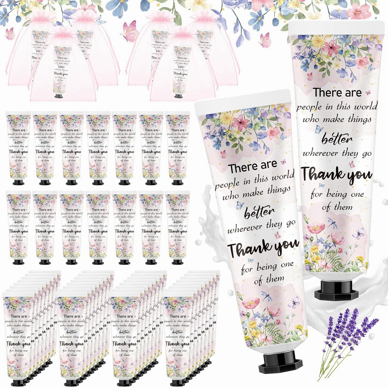 48 Sets Baby Shower Hand Cream Bulk Appreciation Baby Shower Favors Bridal Thank You Hand Cream for Guests Travel Size Lotion with Organza Bags