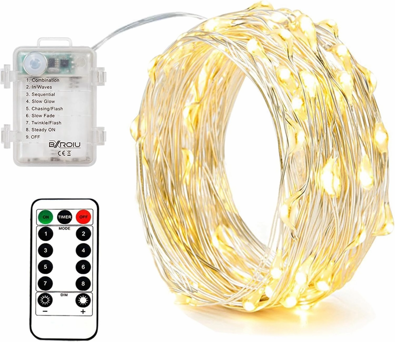 4 Pack Battery Operated Fairy String Lights, 8 Modes 5M Silver Wire with Remote & Timer - 50 LEDs Waterproof for Bedroom, Wedding, Christmas, Party Decorations (Warm White)