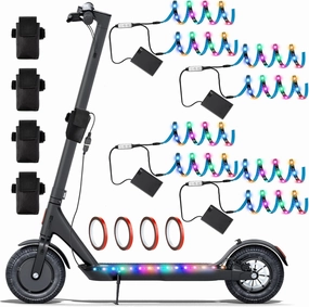 4 Set Electric Scooter LED Strip Light Night Cycling Colorful Change RGB Skateboard Lights 1.64 ft Waterproof Scooter LED Lights with Battery Box USB Cord Bag Tape Riding Decorative Accessory