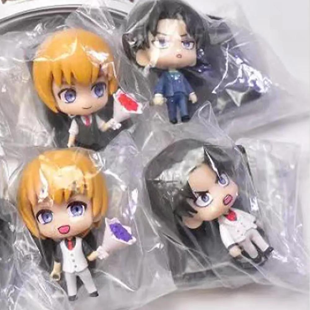 4pcs Eren Jaeger Figure White Suit Uniform Armin Arlert Action Figures Cute Anime Figurine Model Desktop Decoration Collections 5cm
