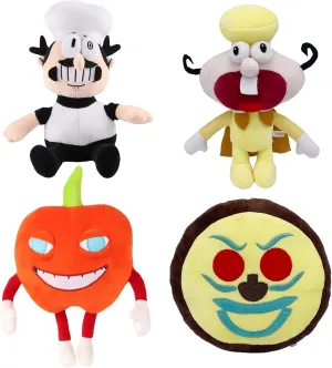 4pcs Pizza Tower Plush, 10" Noise Peppino Pepperman Pizza Face Pizza Tower Plushies Toys for Game Fans, Birthday Christmas Easter Gifts for Fans Kids and Adults (4pcs)