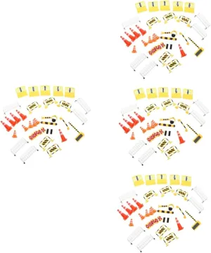 4sets Miniature Traffic Barricade Educational Road Signs for Boys and Girls School Teaching Tool Interactive Play Toy for Traffic Safety Awareness for Parties and Family Fun