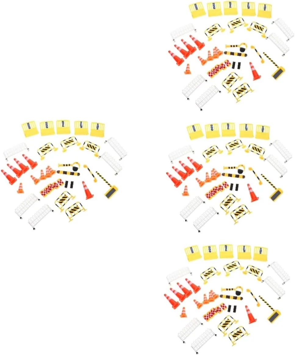 4sets Miniature Traffic Barricade Educational Road Signs for Boys and Girls School Teaching Tool Interactive Play Toy for Traffic Safety Awareness for Parties and Family Fun