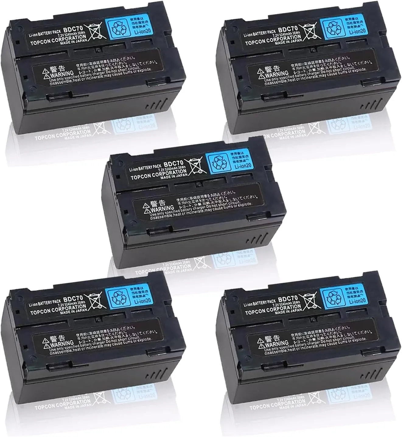 [5-Pack] 7.2V 5240mAh BDC70 Battery for Top-con BDC70 Li-ion Battery for Sokkia Total Stations