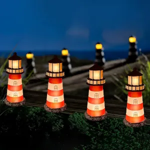 5 Pack Lighthouse Gifts, Solar Garden Lights Outdoor Garden Stake, IP65 Solar String Lights Outdoor Waterproof (Red)
