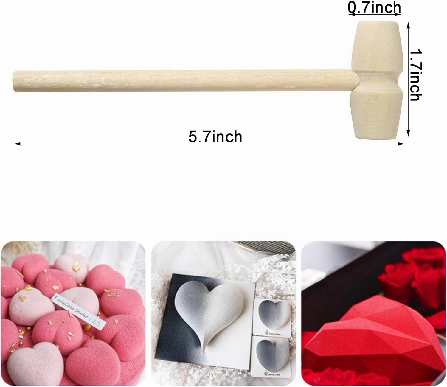 50 Pcs Mini Wooden Hammers for Breakable Chocolate Bulk, Natural Wood Toy Mallets for Kids