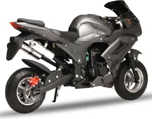 50cc Gas Pocket Motorbike, Kids Ride-On Toy, 25MPH Max Speed, Pocket Rocket Bike, Mini Gas Motorbike Pocket Bike, Gasolina para Niños Motocicleta, EPA Approved Black