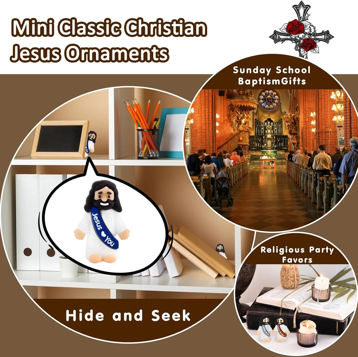50Pcs Little Jesus Figures Bulk Mini Jesus Love You Figurines Tiny Small Rubber Jesus Toys to Hide Miniature Jesus Easter Egg Fillers Christmas Stuffers Religious Sunday School Baptism Gift
