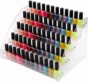 5 Tiers Clear Acrylic Organizer Holder Display Stands Nail Polish Organizer Makeup Table Retail Store Display Case Cosmetics Shop Store Candy Storage Eyeglass Stand Goods Shelf Case