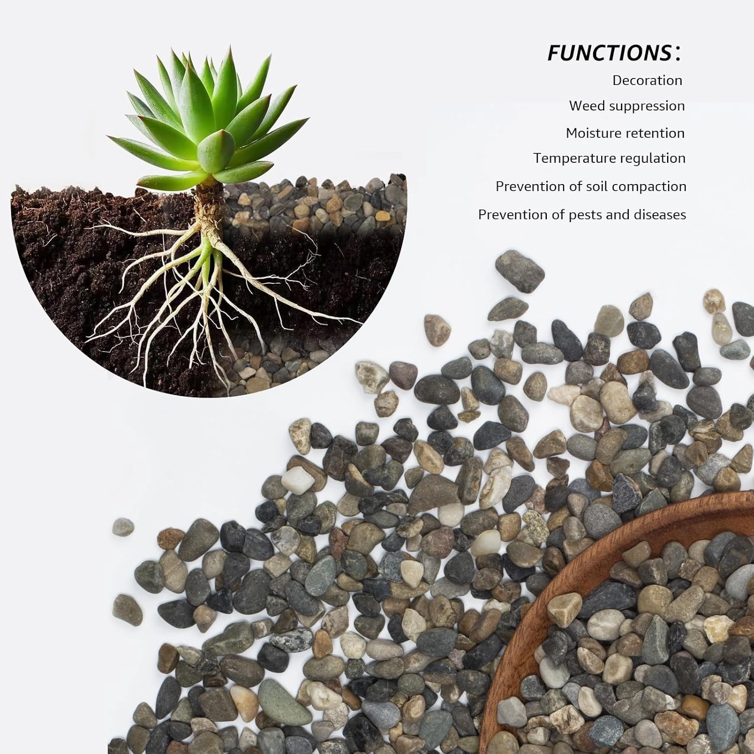 5lbs Coarse Sand Stone - Succulents and Cactus Rocks, Decorative Gravel for Plants and Vases Fillers，Terrarium, Fairy Gardening, Natural Stone Top Dressing for Potted Plants.