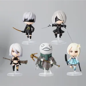 5pcs 2B Figure Set Mini 9S Action Figure Model, 10cm Anime Figurine A2 Figures Cake Topper Decoration Birthday Gifts for Fans