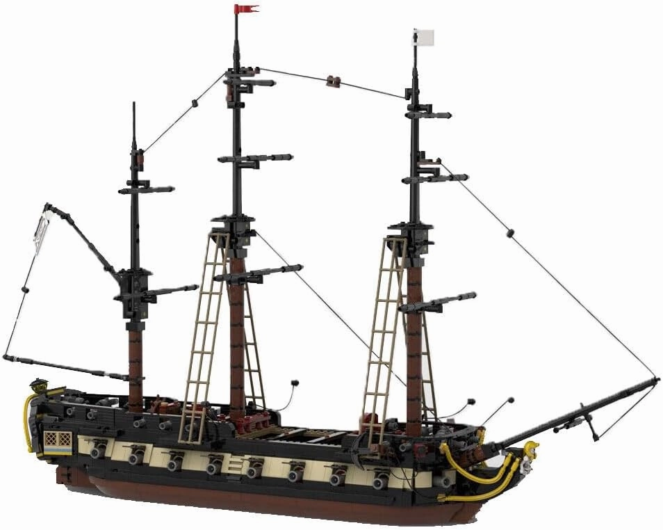 5th Rate Frigate Heavy Frigate with Gun Deck and Interior 1901 Pieces MOC for Age 18 